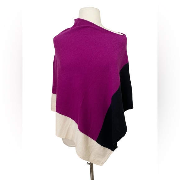 100% cashmere Colorblock poncho - Picture 1 of 2
